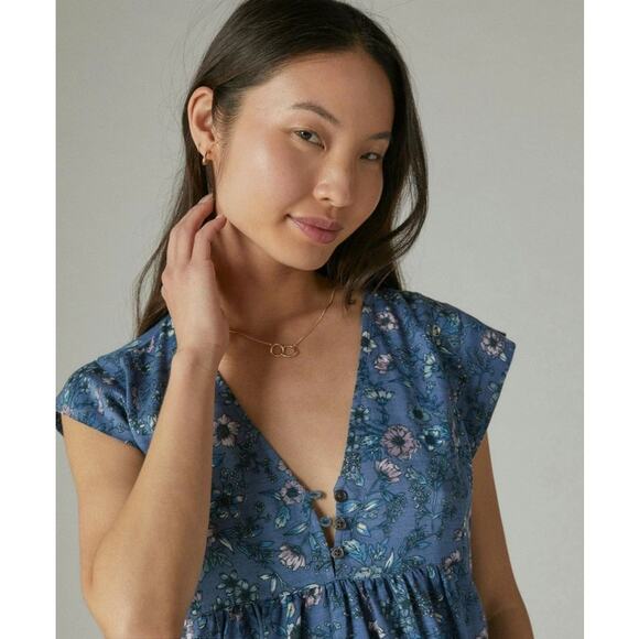 Lucky Brand Printed Peasant Mini Dress, Size XS - Picture 3 of 11